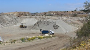 A look at some of the processed materials at Chandler’s Sand & Gravel in Palos Verdes, Calif. A crushable concrete-asphalt pile is at the far left, while a Class 2 clean concrete base product is piled beyond the wheel loader. The third pile, at right, contains a Class 2 crushed miscellaneous base product.