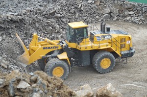 Komatsu's WA600-8 wheel loader includes improved hydraulics that reduce fuel consumption levels