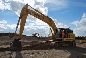 Students at Komatsu's construction career fair had the opportunity to operate Komatsu equipment. Photo courtesy of Komatsu