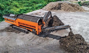 The remote-controlled SM 620 K Plus features a large charger hopper and a long discharge conveyor. Photo courtesy of Doppstadt.
