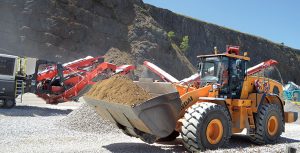 Front-end wheel loaders, along with haul trucks, show the highest number of injuries related to jarring/jolting and whole-body vibration. Photo: Kevin Yanik.