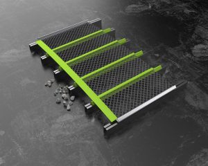 Major’s crown curve adaptors allow producers to modify a flat vibrating screen deck for use with tensioned screen media. Photo courtesy of Major.