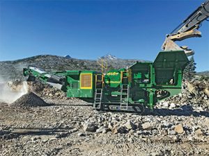 Cobalt Construction used the J40V2 to crush granite to 2.5-in. pieces for ballast. Photo courtesy of McCloskey International