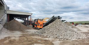 Titan Enterprises finds a use for every final product size of its recycled concrete, which is mainly used for road construction. Photo courtesy of Rockster