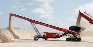 Rotochopper added the 365R tracked radial stacking conveyor to its product offering. Photo: Rotochopper
