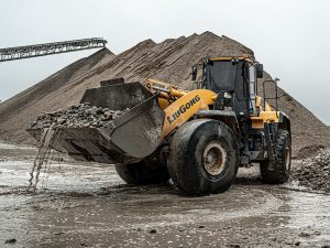 LiuGong’s 890H large wheel loader will be outside at World of Concrete in a static display at the show. Photo: LiuGong